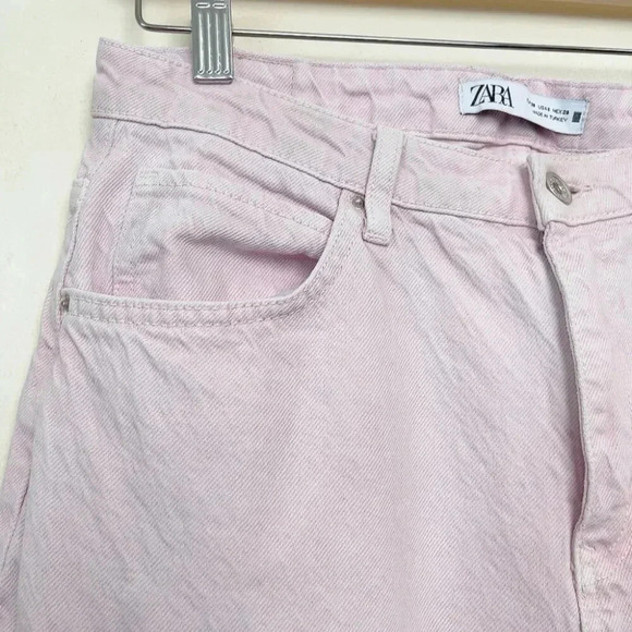 Zara Womens 6  High Rise Light Pink Straight Leg Jeans - Picture 5 of 14